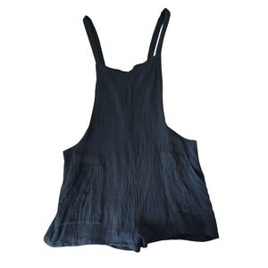 Cup She Gauze Overalls Romper Short Beach Casual Comfy Blue Medium Summer